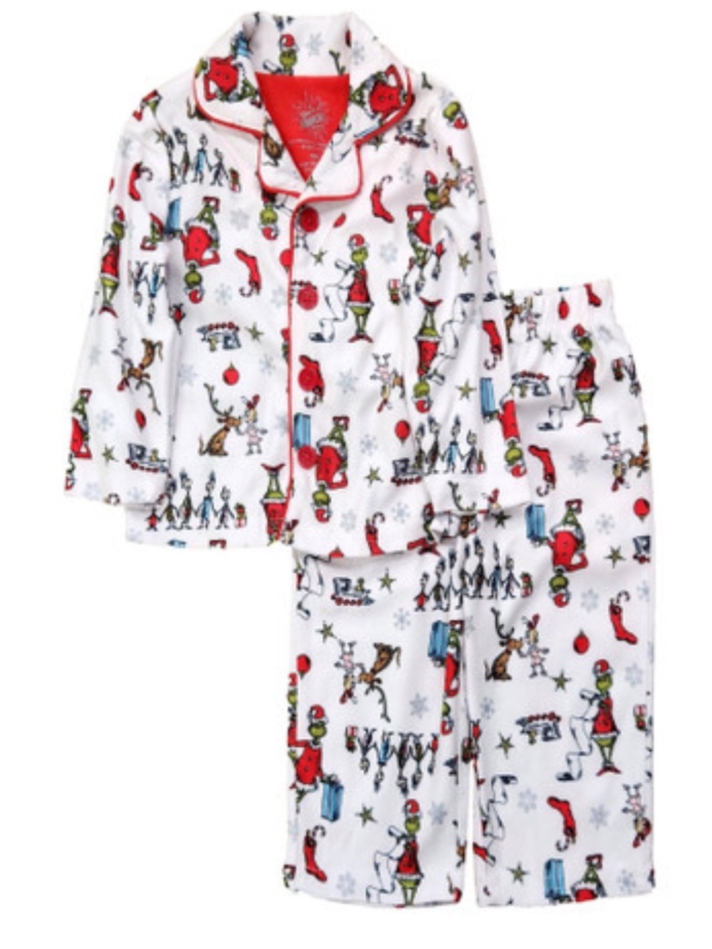 The Grinch, Max, Cindy Lou and Whos Kids Flannel Christmas Pajama Set